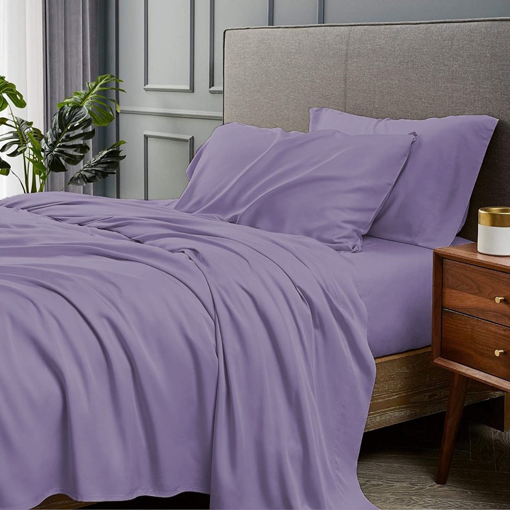 QUEEN - PERIWINKLE - 4 Piece Bamboo Bed Sheet Set